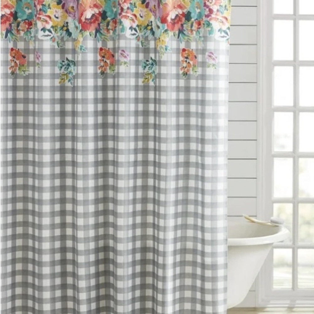 Pioneer woman sweet romance floral  and gingham Shower Curtain